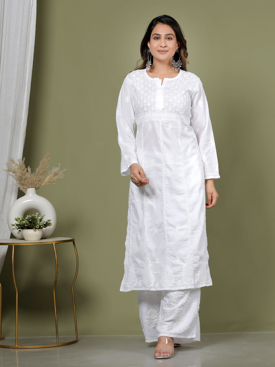 SITARA COTTON CHIKANKARI LONG KURTI