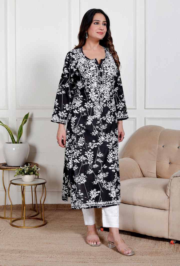 GULNAR MUL COTTON CHIKANKARI LONG KURTI