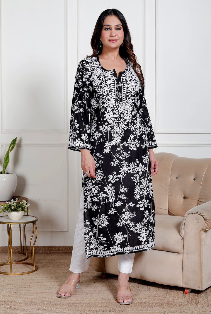 GULNAR MUL COTTON CHIKANKARI LONG KURTI