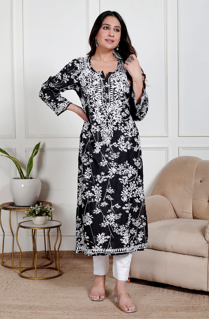 GULNAR MUL COTTON CHIKANKARI LONG KURTI