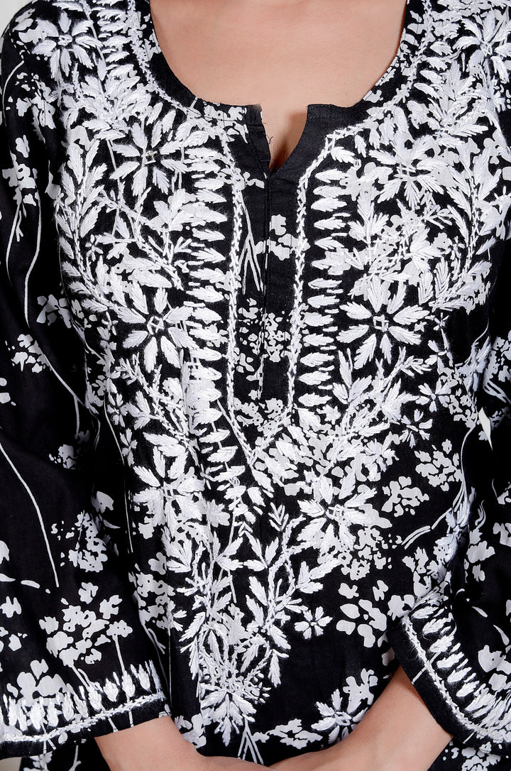 GULNAR MUL COTTON CHIKANKARI LONG KURTI