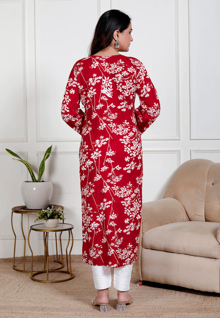 GULNAR MUL COTTON CHIKANKARI LONG KURTI