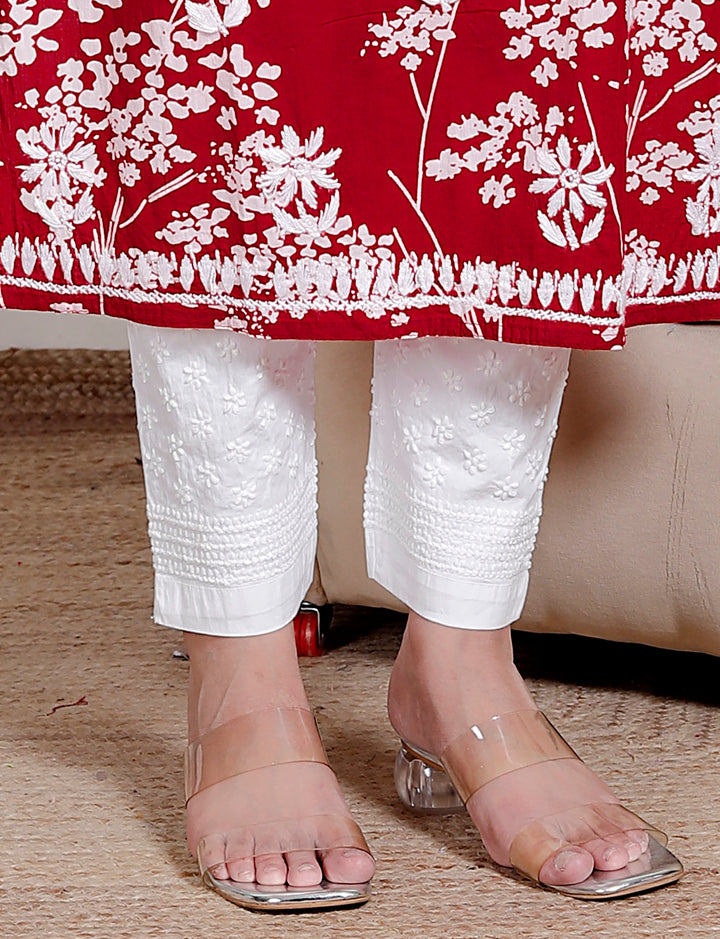 GULNAR MUL COTTON CHIKANKARI LONG KURTI