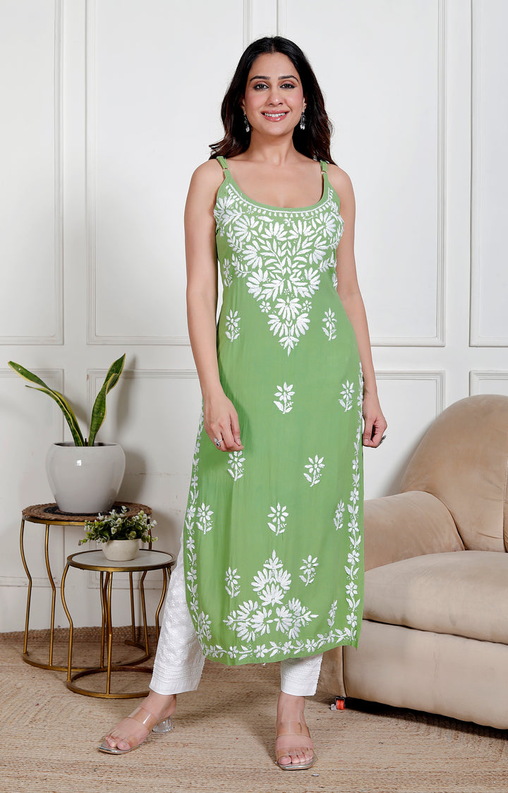 FATIN COTTON CHIKANKARI SPAGHETTI KURTI