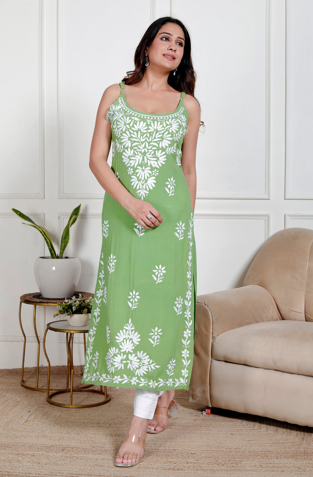 FATIN COTTON CHIKANKARI SPAGHETTI KURTI