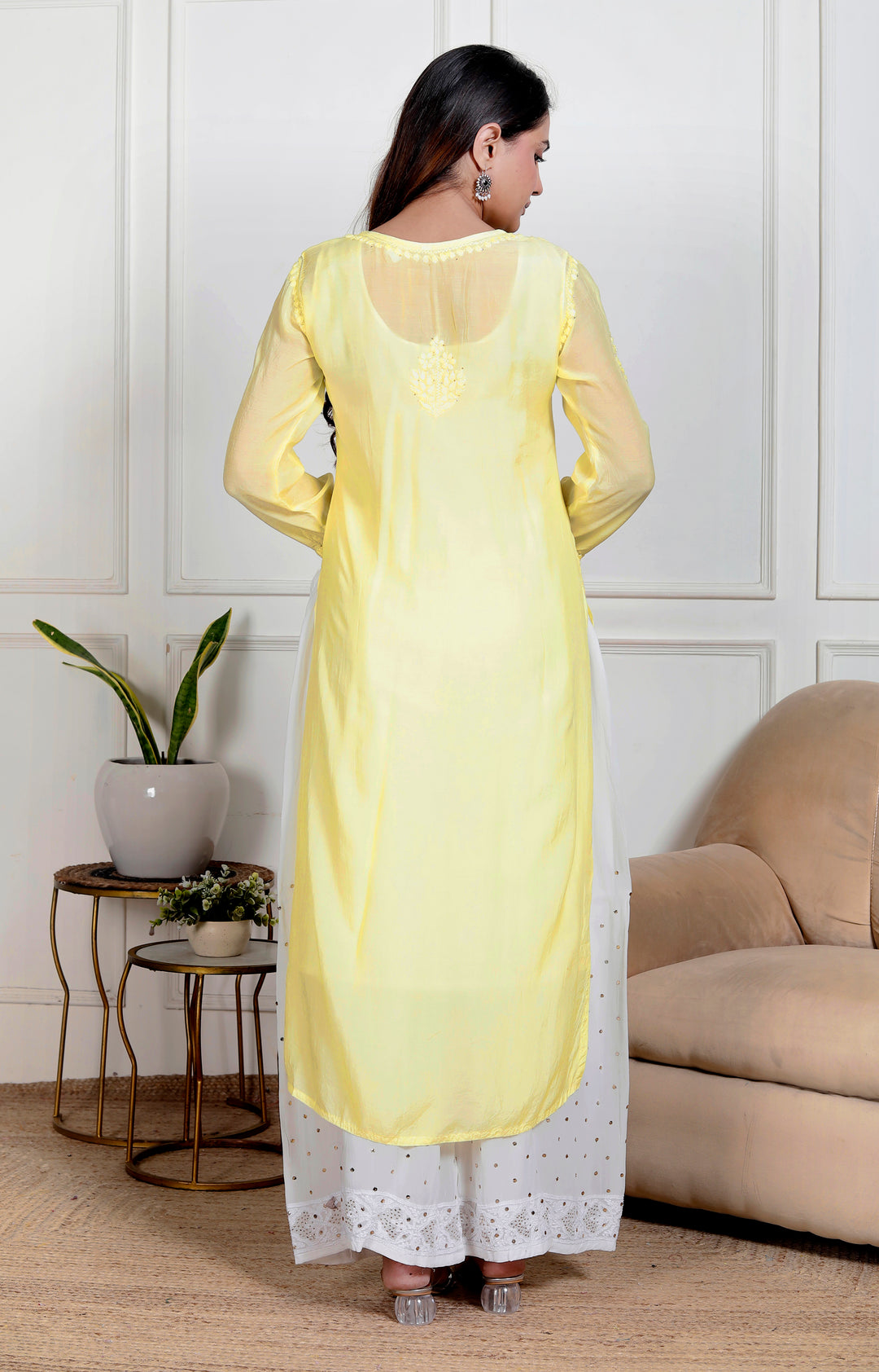 Nusrat Muslin Chikankari Long Kurti