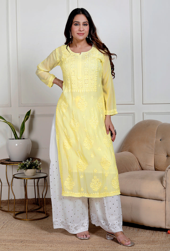 Nusrat Muslin Chikankari Long Kurti