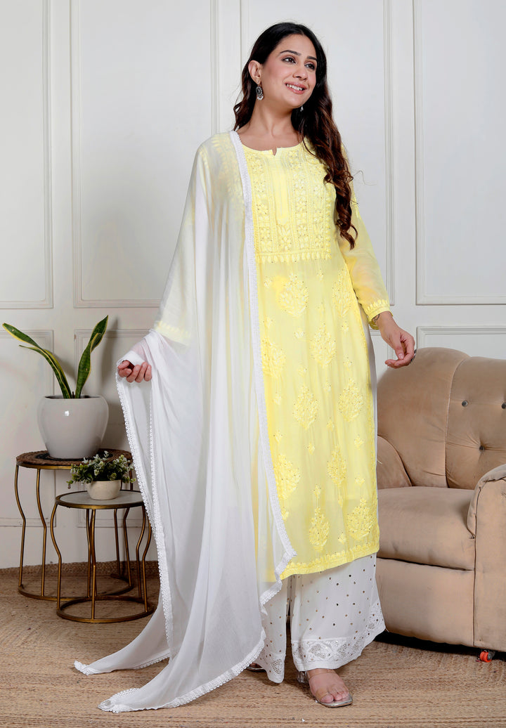 Nusrat Muslin Chikankari Long Kurti