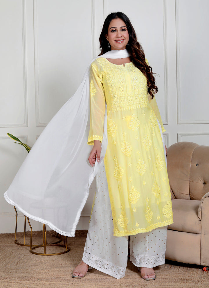 Nusrat Muslin Chikankari Long Kurti