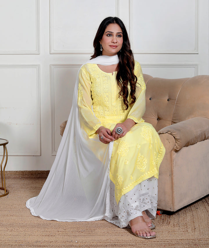 Nusrat Muslin Chikankari Long Kurti