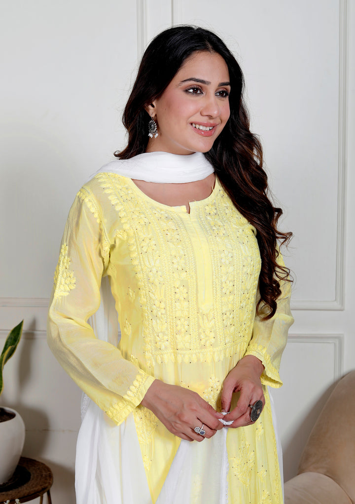 Nusrat Muslin Chikankari Long Kurti