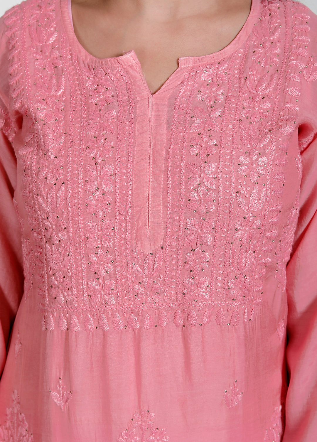 Nusrat Muslin Chikankari Long Kurti