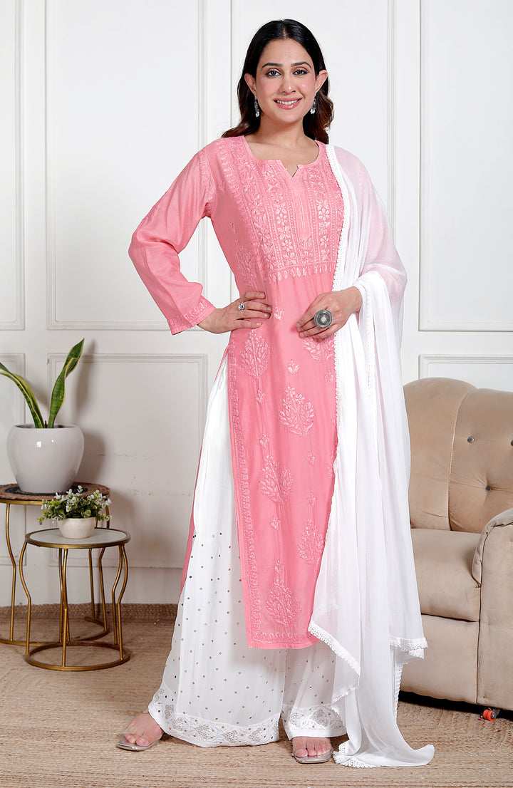 Nusrat Muslin Chikankari Long Kurti