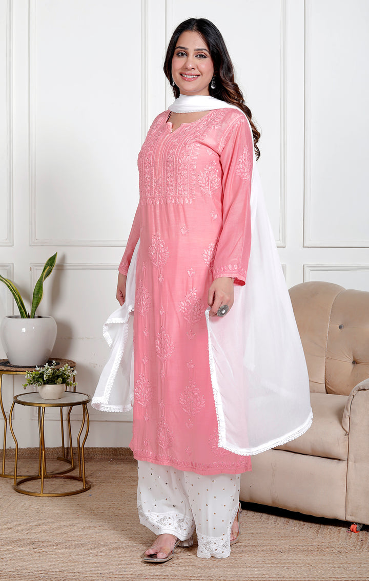 Nusrat Muslin Chikankari Long Kurti