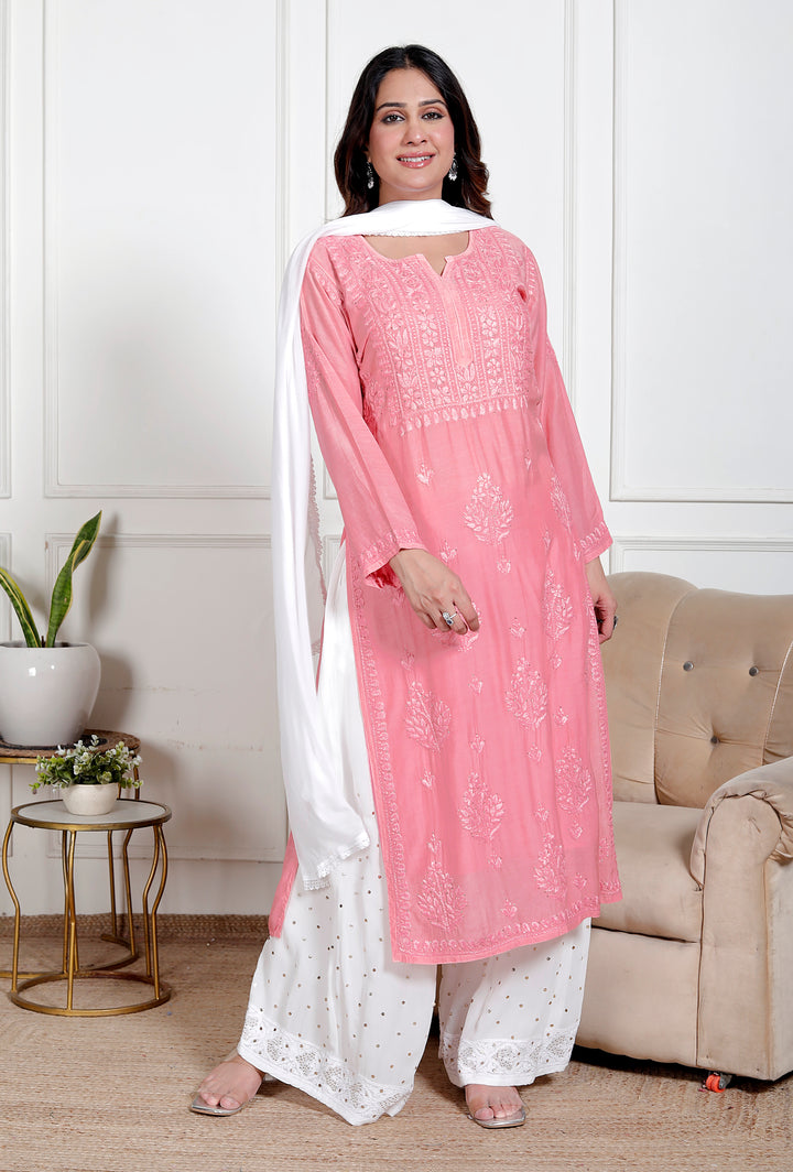 Nusrat Muslin Chikankari Long Kurti