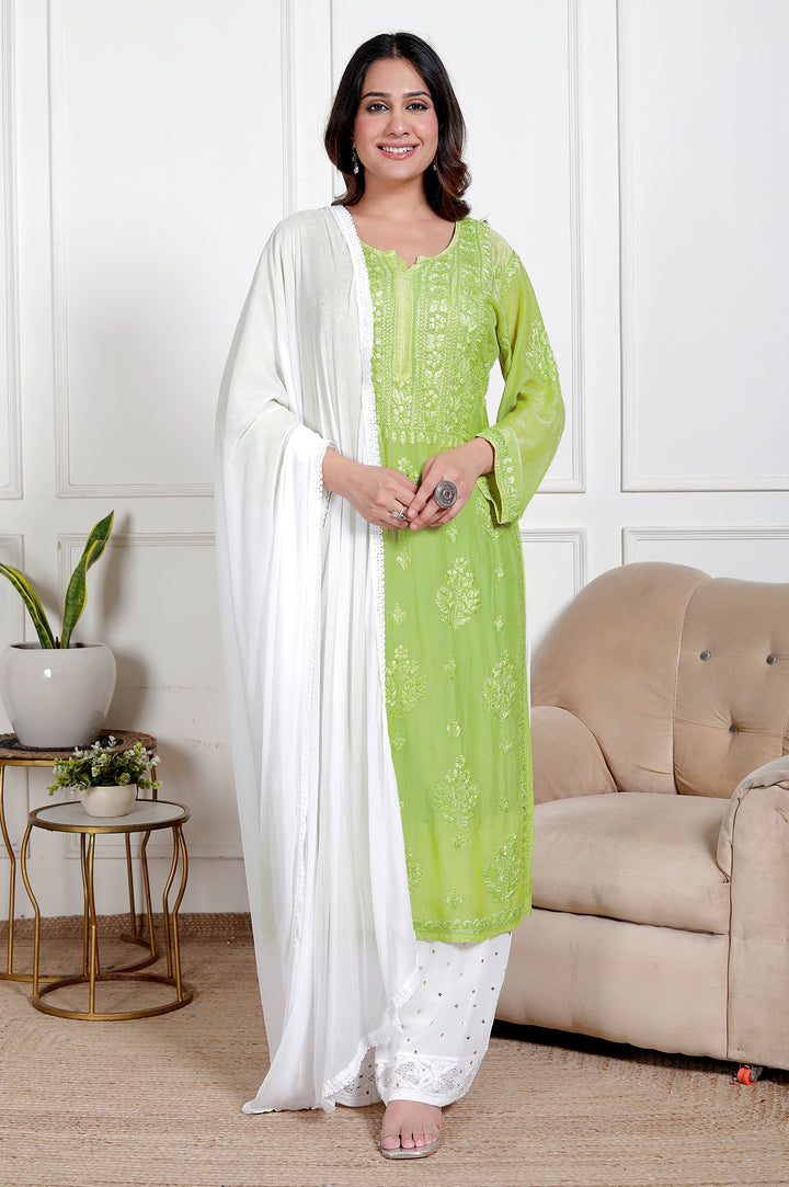 Nusrat Muslin Chikankari Long Kurti