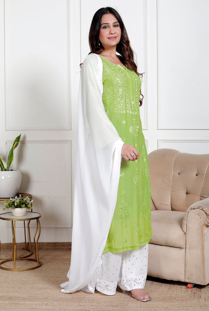 Nusrat Muslin Chikankari Long Kurti