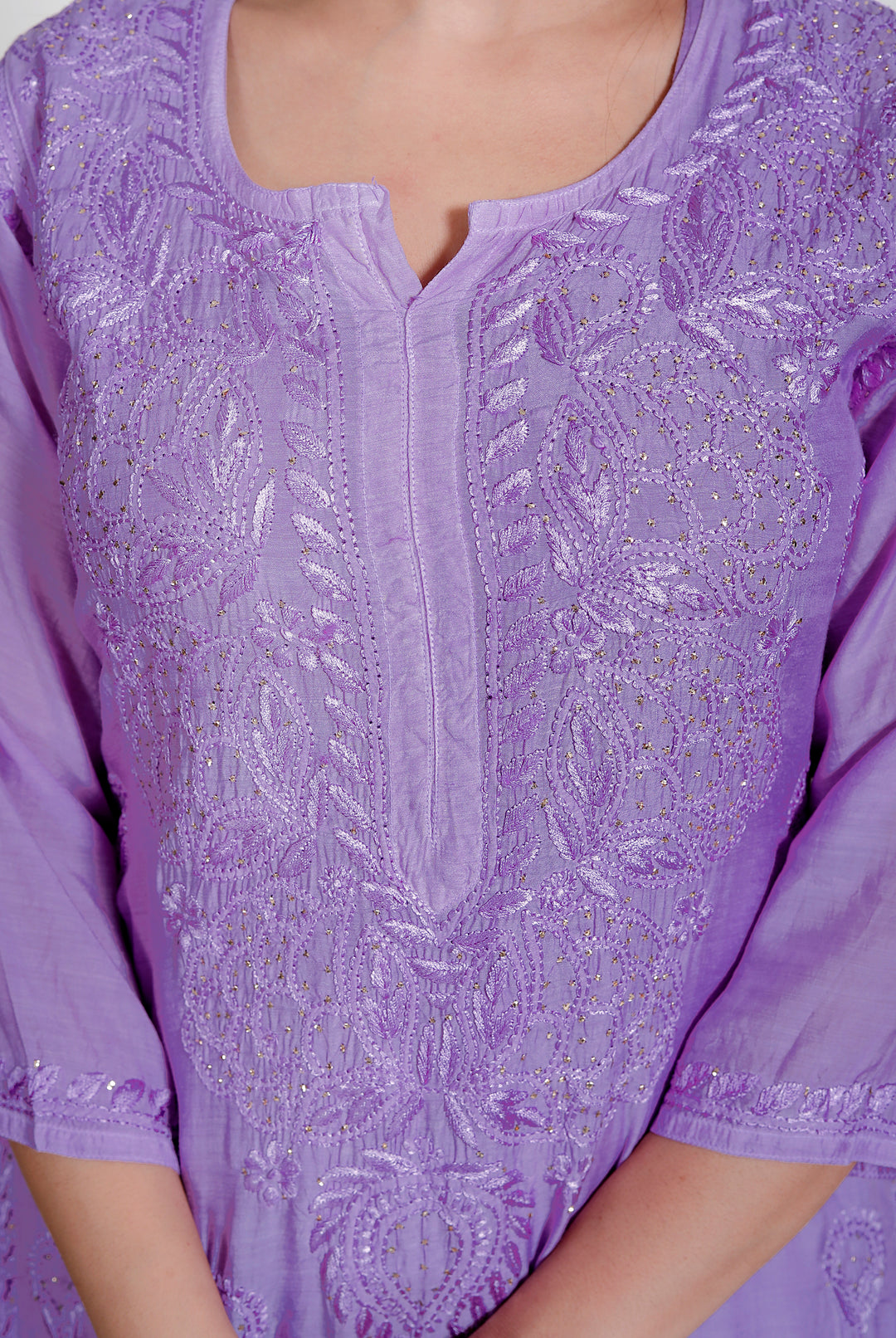 Amreen Muslin Chikankari Long Kurti