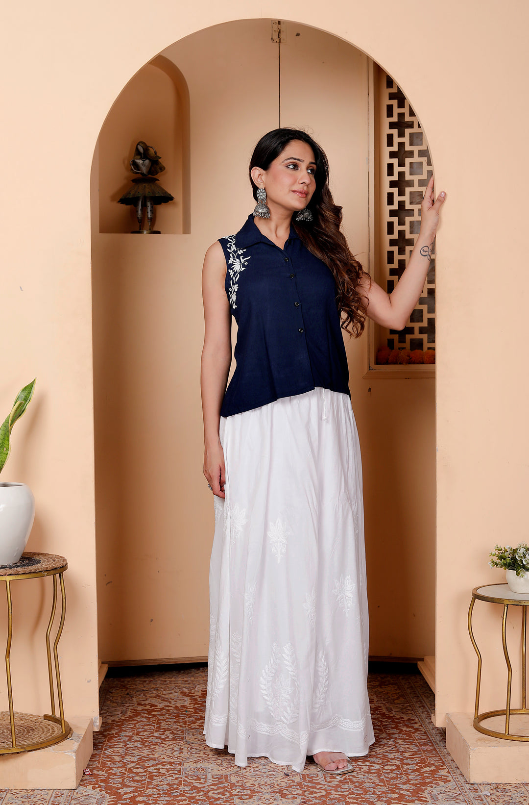 Ruby Cotton Chikankari Long skirt