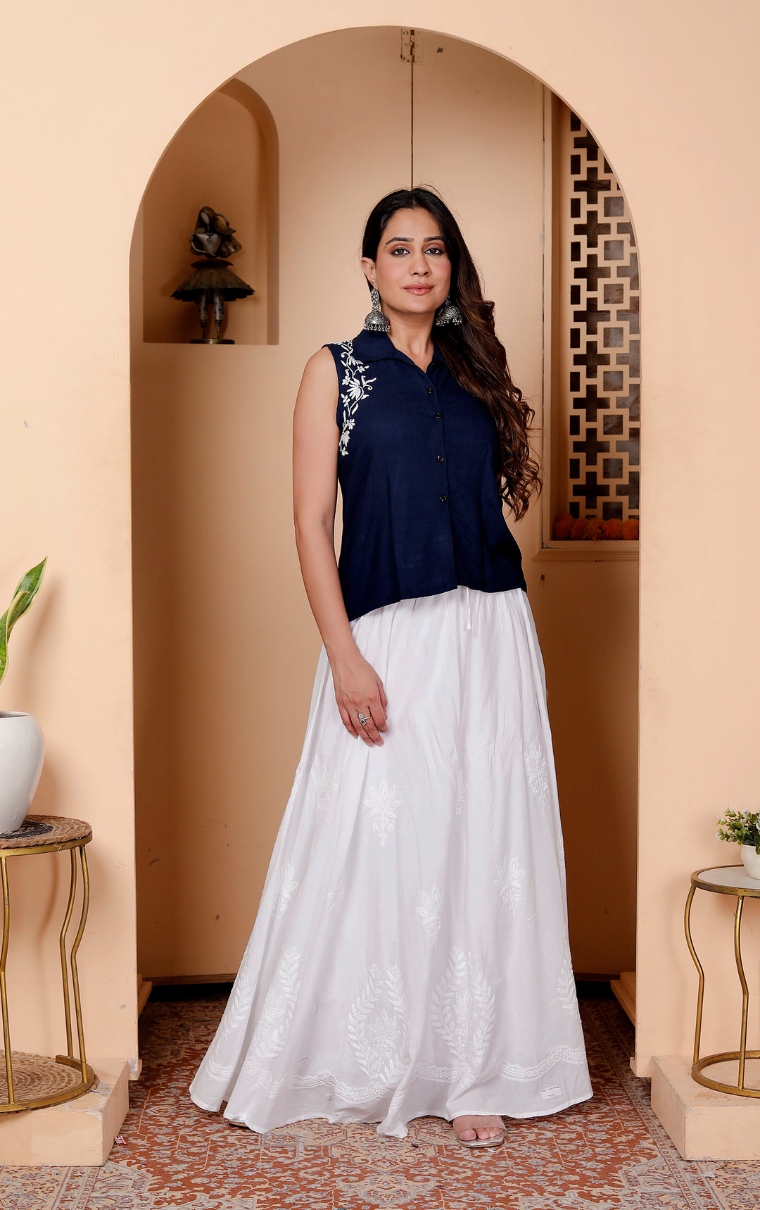 Ruby Cotton Chikankari Long skirt