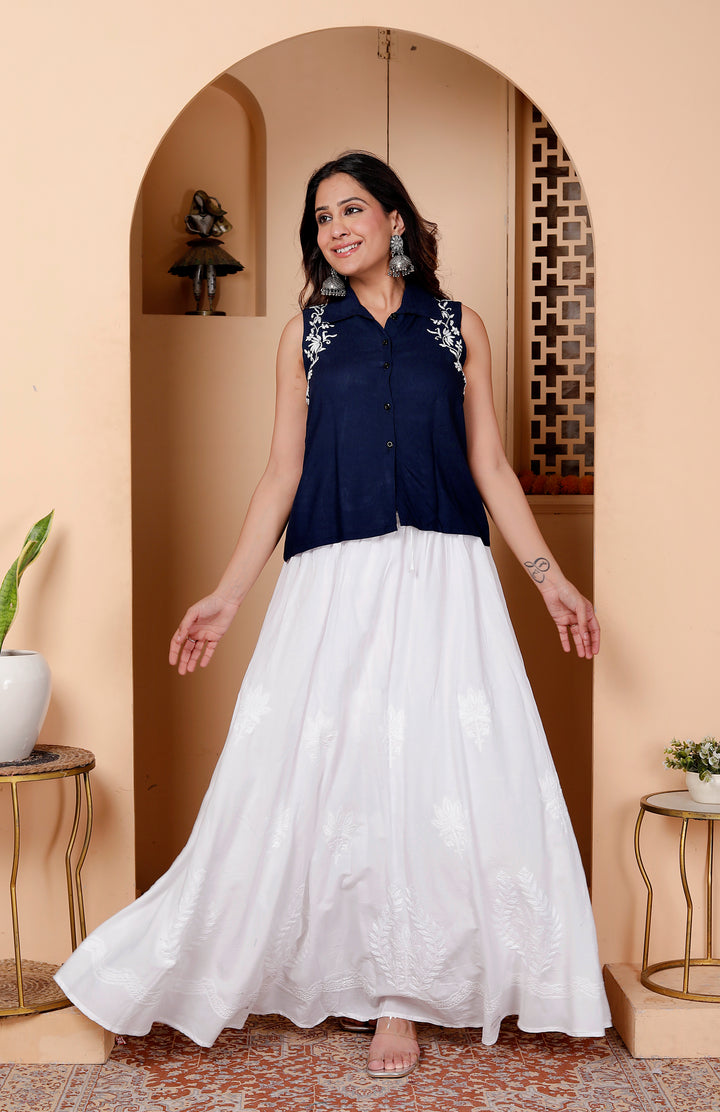 Ruby Cotton Chikankari Long skirt