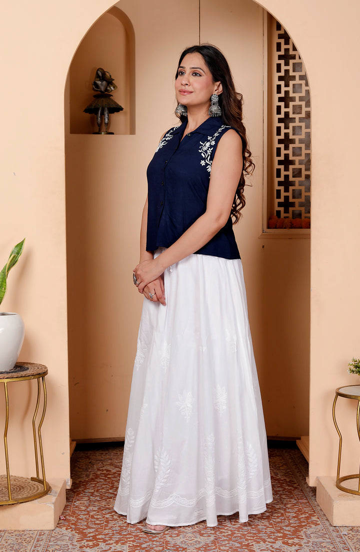 Ruby Cotton Chikankari Long skirt