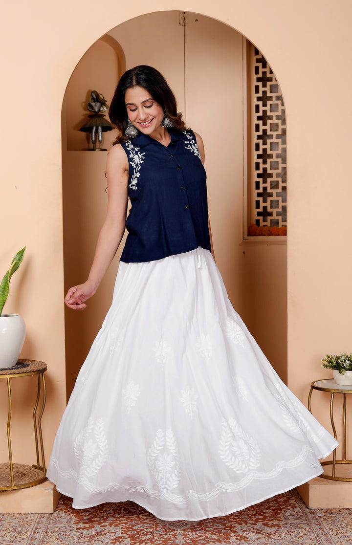 Ruby Cotton Chikankari Long skirt