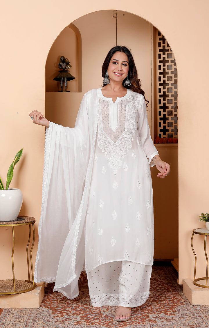 Zarina Viscose Chikankari Long Kurti with Mukaish