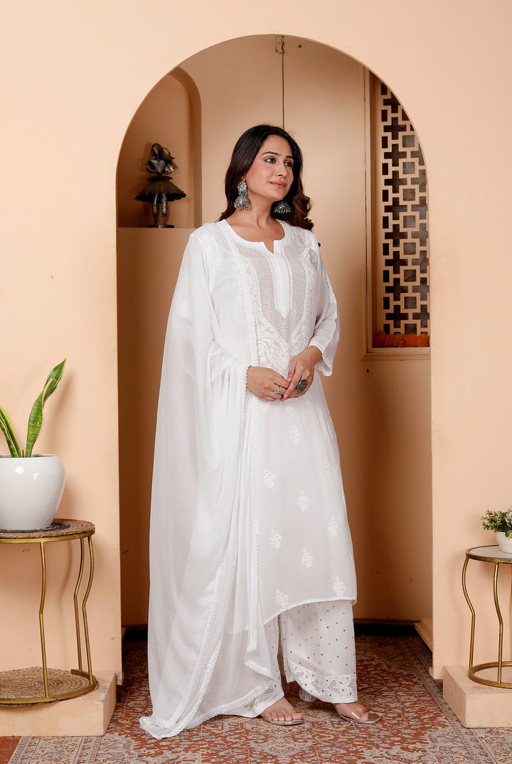 Zarina Viscose Chikankari Long Kurti with Mukaish