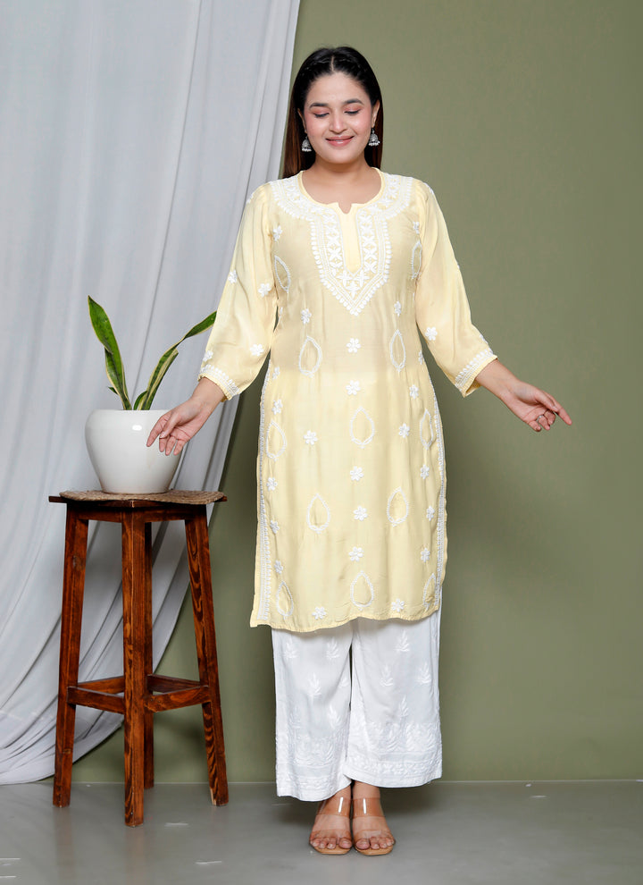 Aqsa Muslin Chikankari Long Kurti
