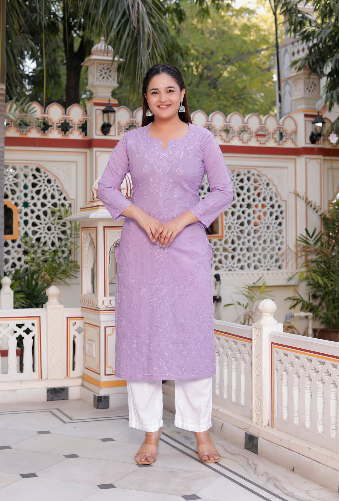Saloni Cotton Chikankari Long Kurti