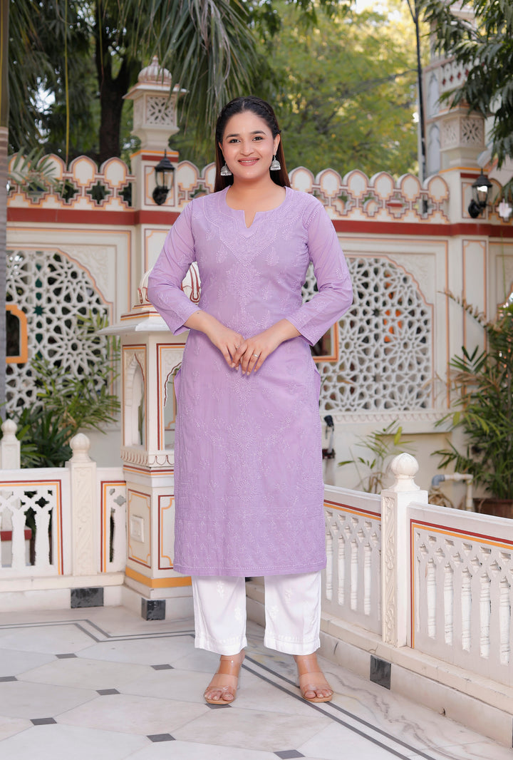 Saloni Cotton Chikankari Long Kurti