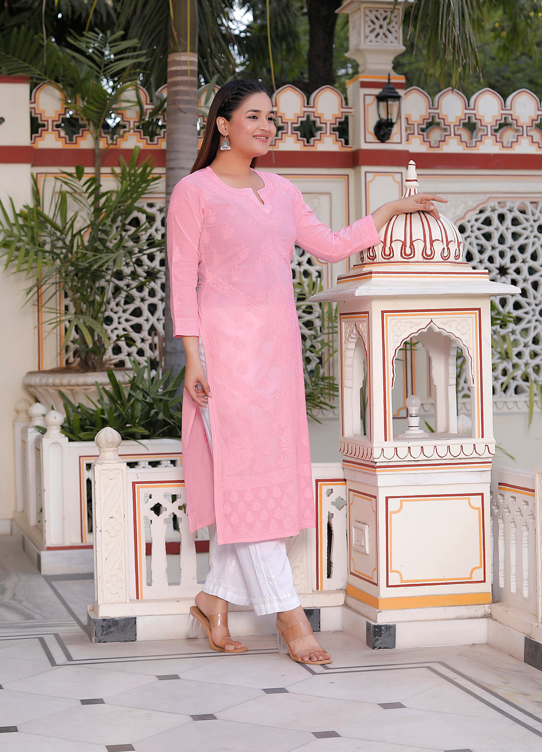 Saloni Cotton Chikankari Long Kurti