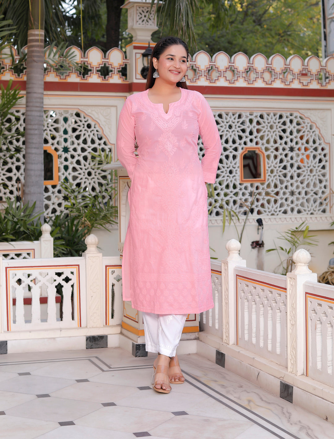 Saloni Cotton Chikankari Long Kurti