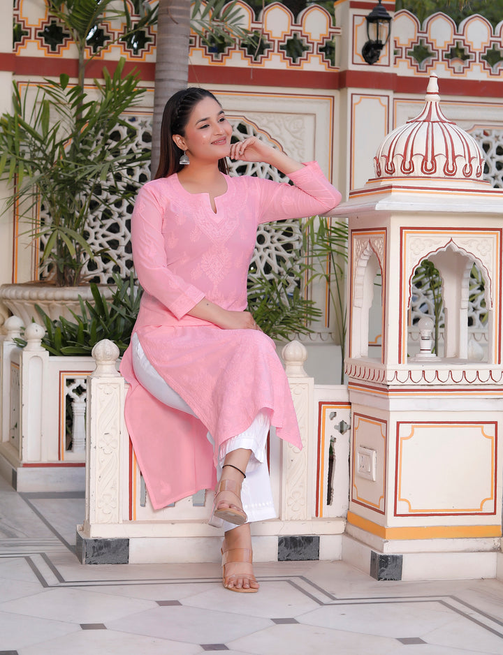 Saloni Cotton Chikankari Long Kurti