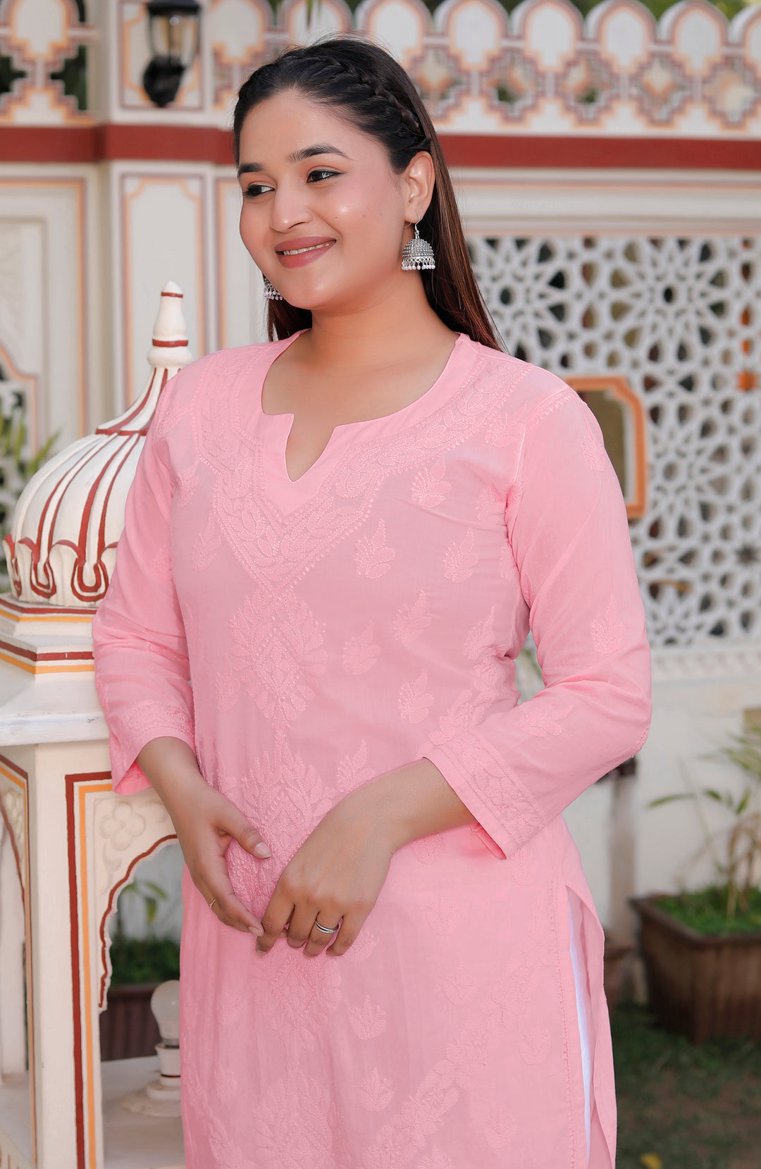 Saloni Cotton Chikankari Long Kurti
