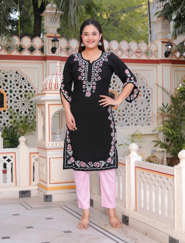 Delnaz Rayon Chikankari Kurti