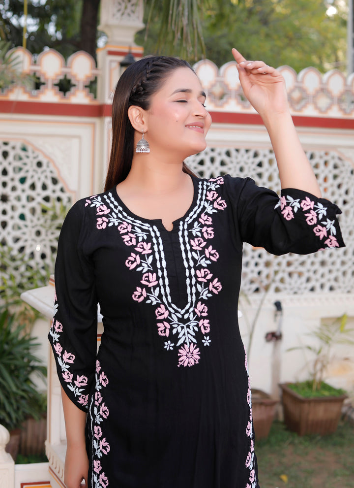 Delnaz Rayon Chikankari Kurti