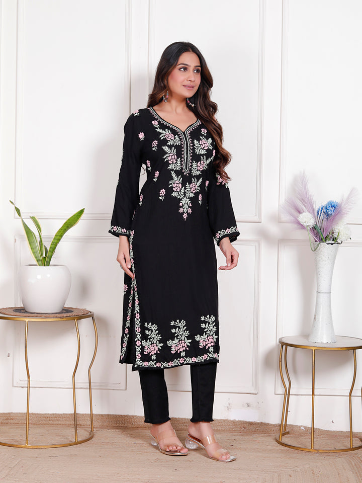 Shazina Rayon Chikankari Long Kurti