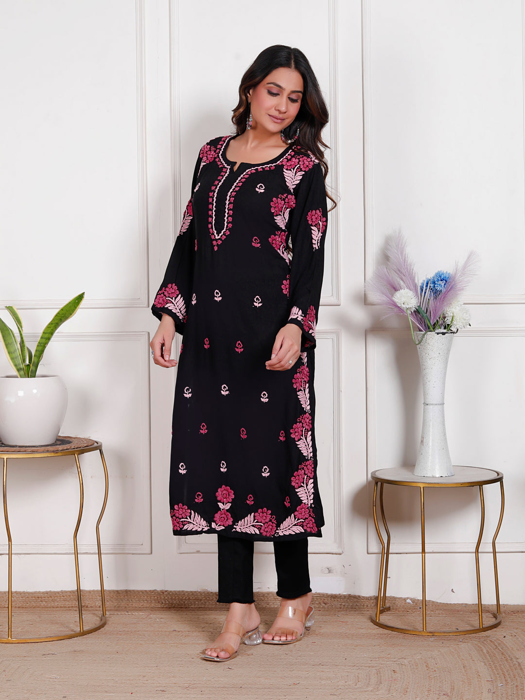 Roma Rayon Chikankari Long kurti
