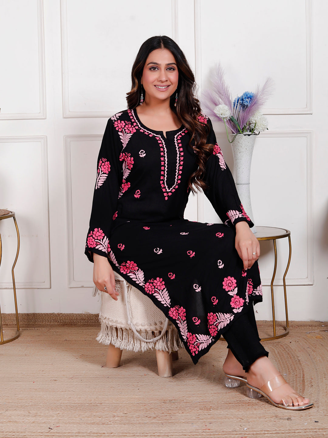 Roma Rayon Chikankari Long kurti