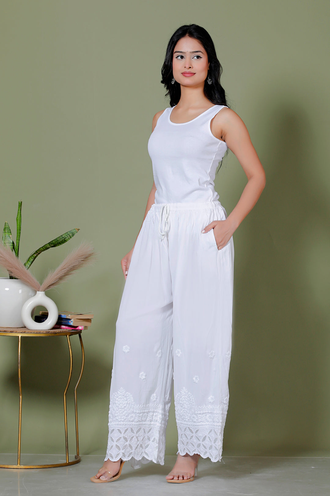 Chikankari Palazo With Applique work