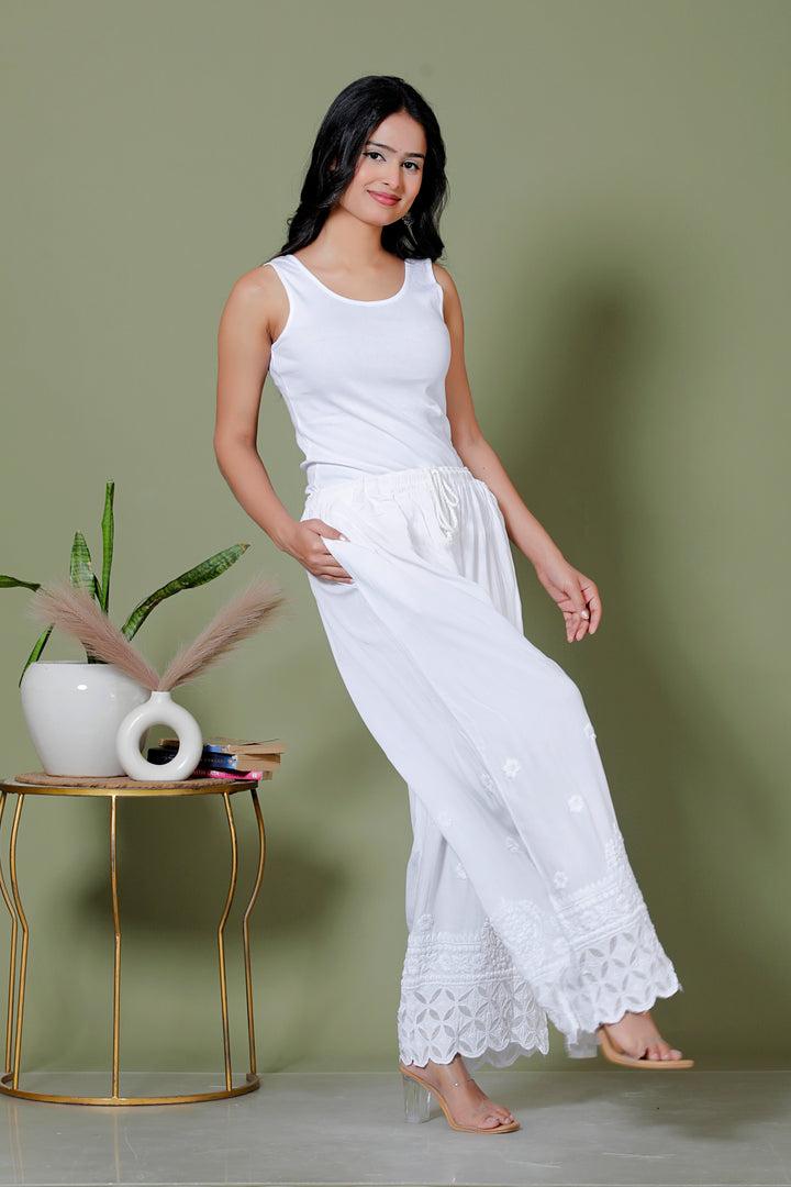 Chikankari Palazo With Applique work
