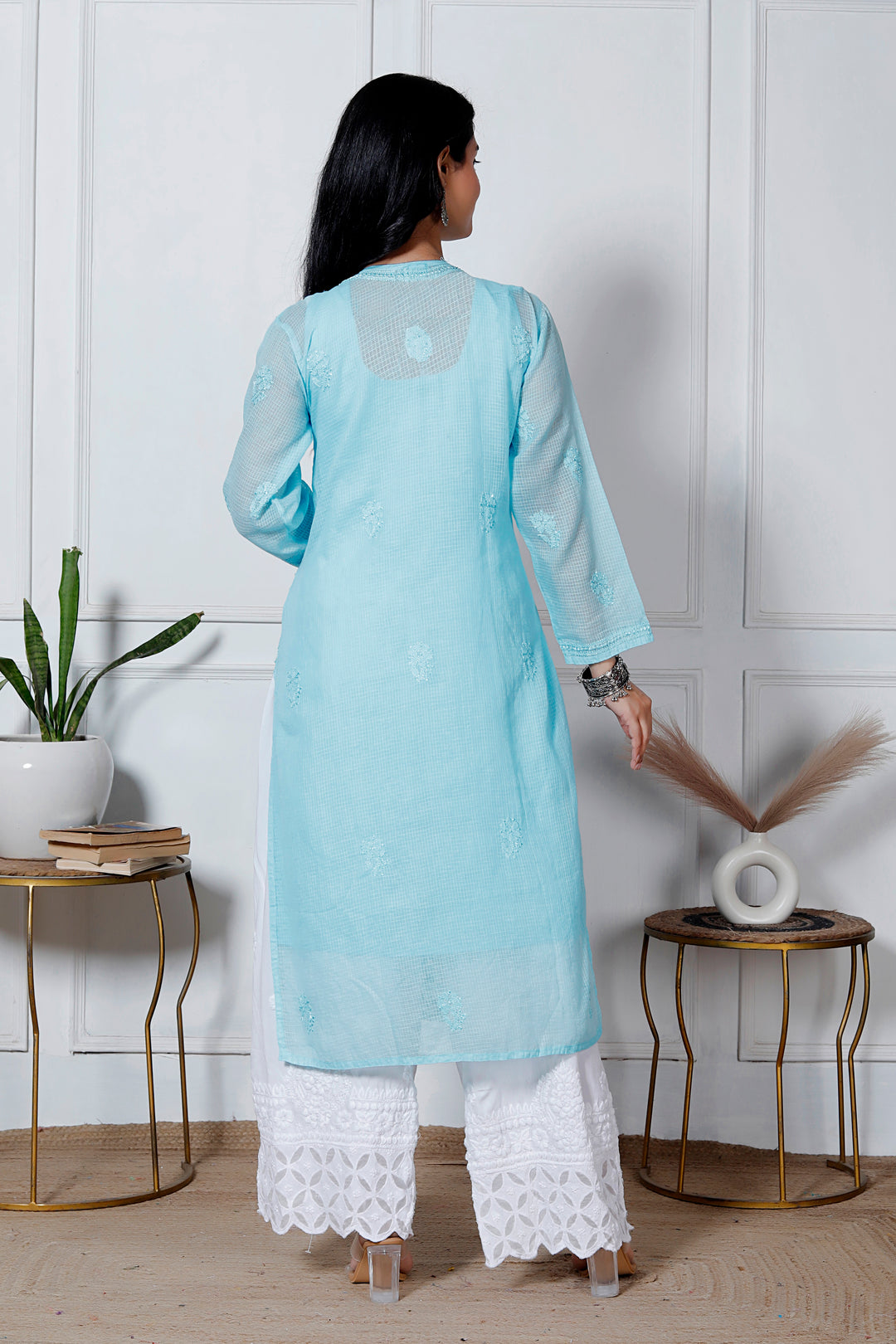 Anabiya Kota Doriya Chikankari Long Kurti