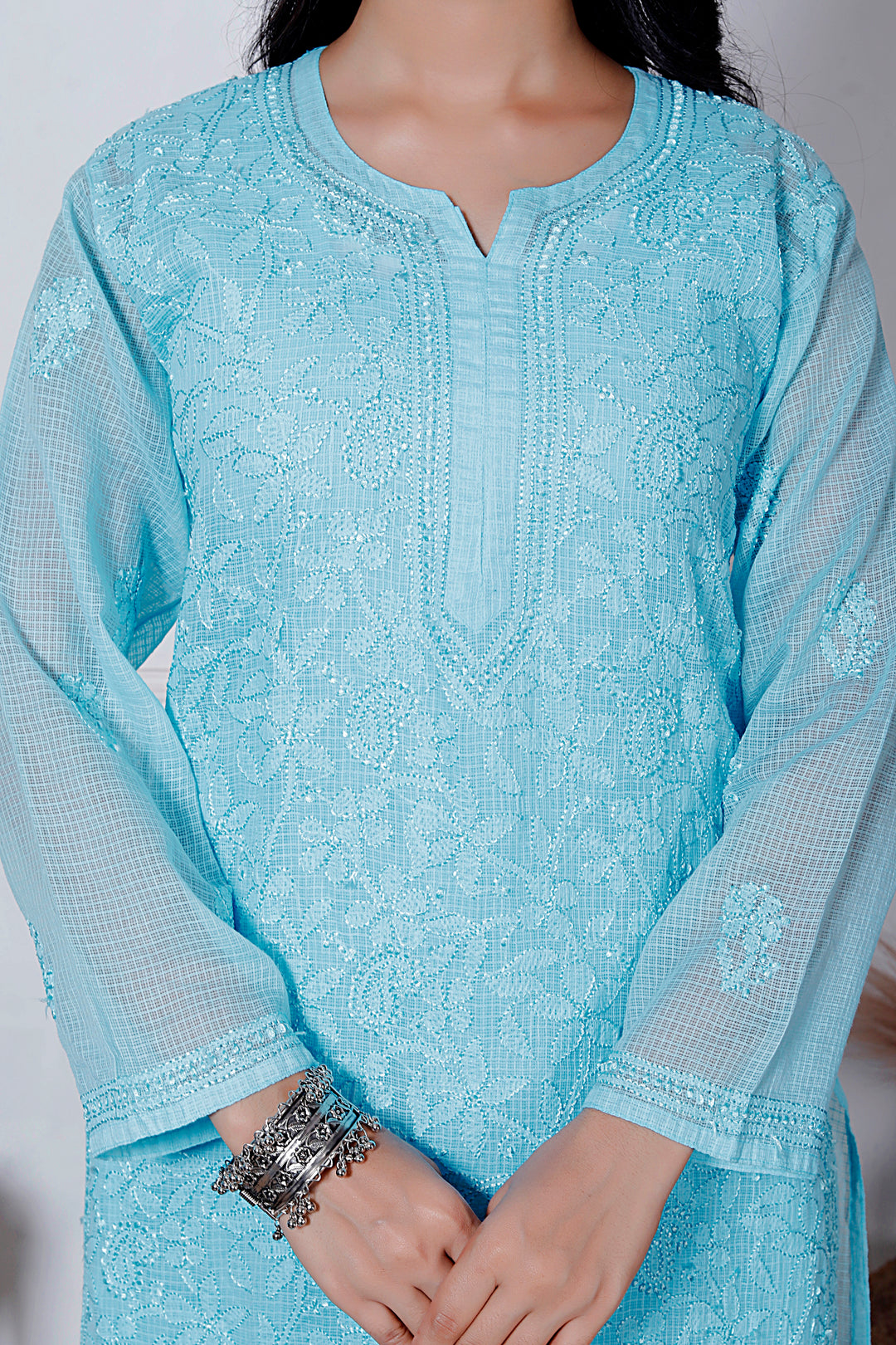 Anabiya Kota Doriya Chikankari Long Kurti