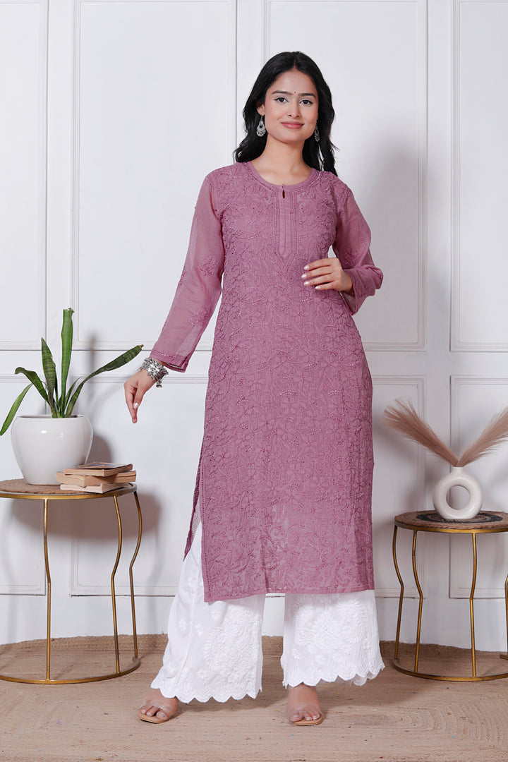 Anabiya Kota Doriya Chikankari Long Kurti (Copy)