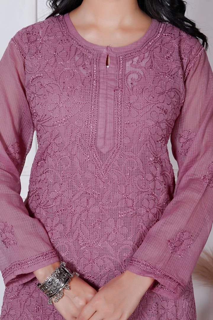 Anabiya Kota Doriya Chikankari Long Kurti (Copy)