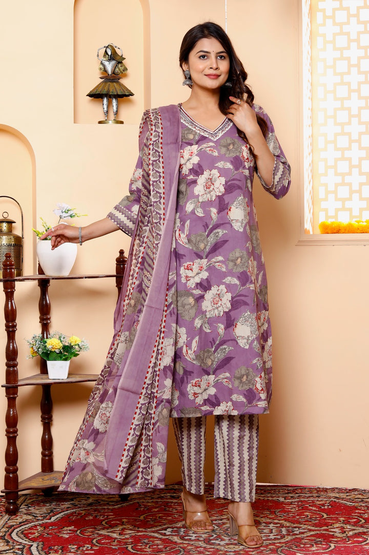 SUNAINA COTTON PRINTED DUPATTA SET