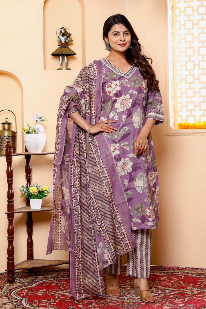 SUNAINA COTTON PRINTED DUPATTA SET