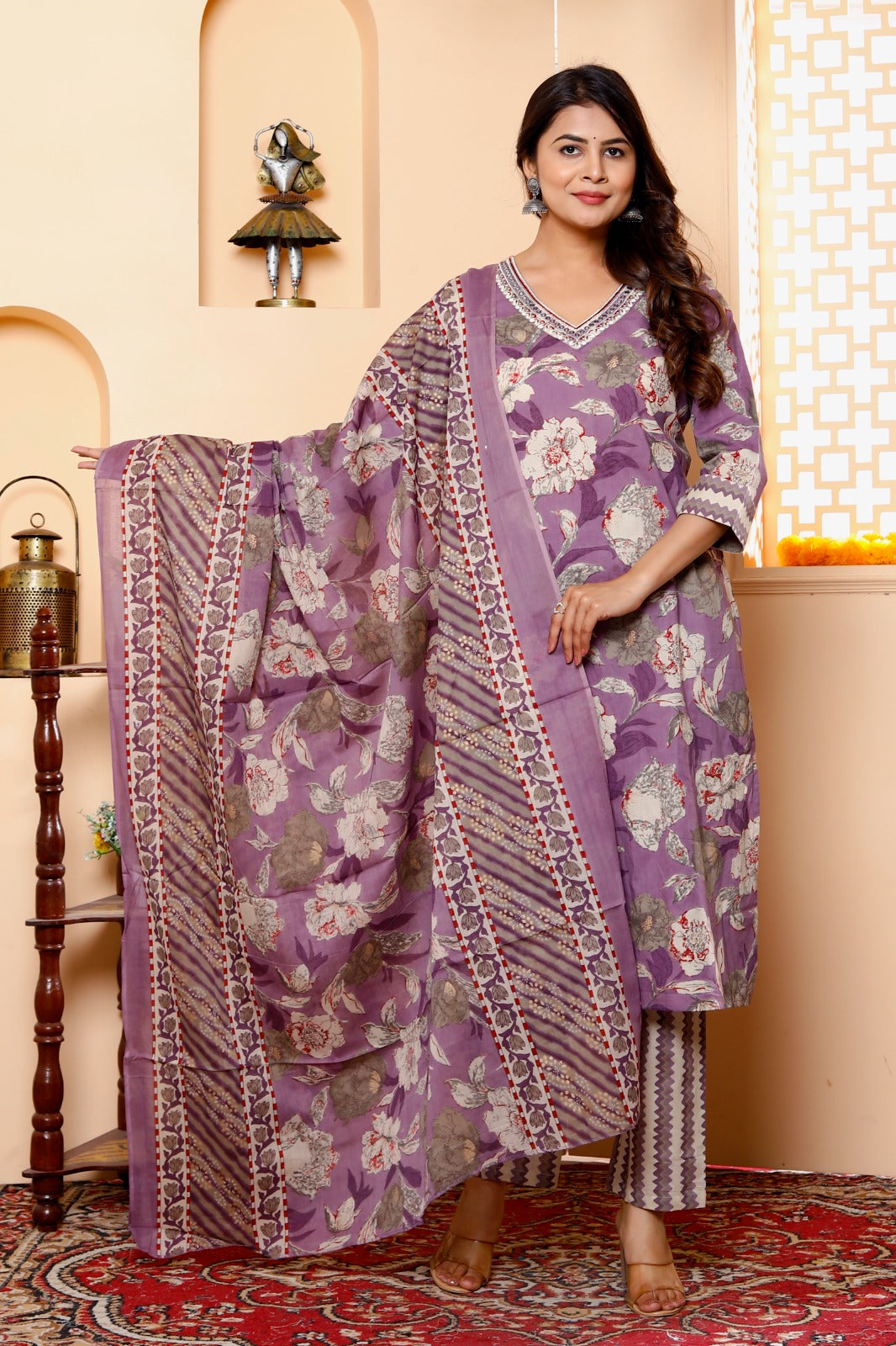 SUNAINA COTTON PRINTED DUPATTA SET